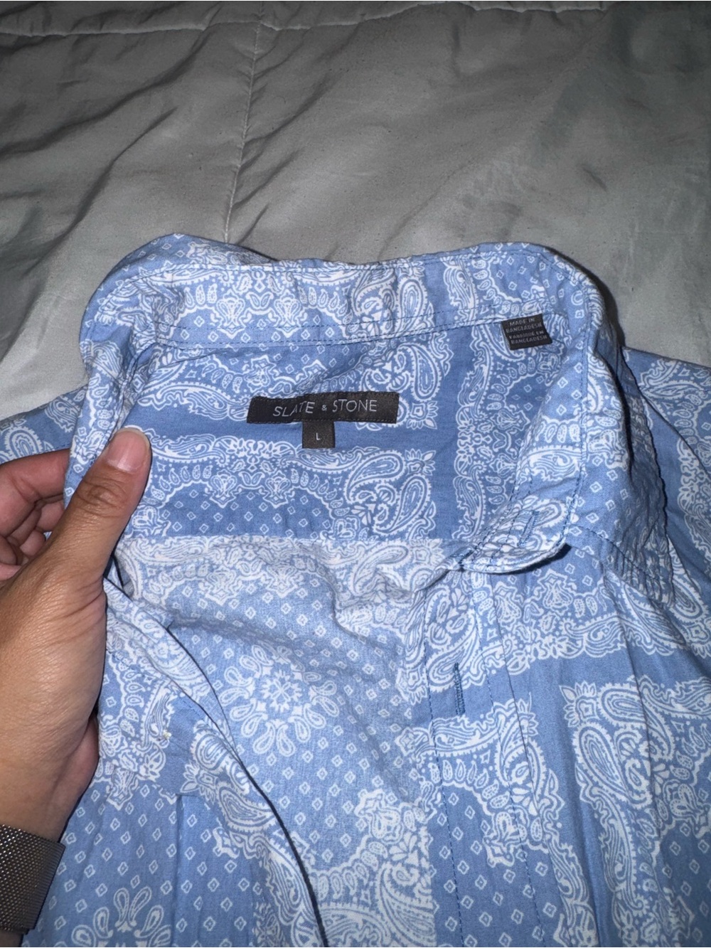 Slate & Stone Sky Blue Paisley Button-Down Shirt